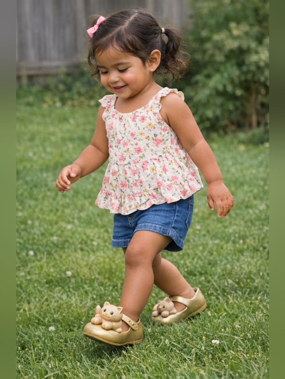 Mini Melissa Gold Bear Flats – Toddler Size 7 (Gently Used)